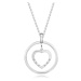 Náhrdelník ze stříbra 925 - čiré diamanty, obrysy srdce a kruhu