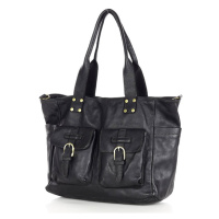 Kožená nákupní taška shopper kabelka se dvěma kapsami XL