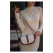 Madamra Burgundy-Cream Women's Contrast Design Crossbody Bag