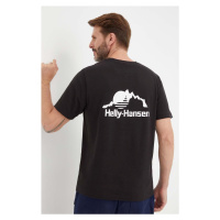Bavlněné tričko Helly Hansen YU PATCH T-SHIRT černá barva, s aplikací, 53391