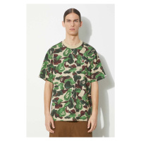 Bavlněné tričko A Bathing Ape Bape Art Camo Ape Head One Point Tee zelená barva, 1J80109057