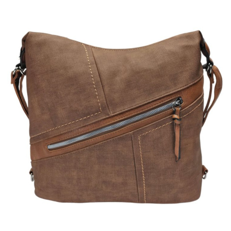 Velký středně hnědý kabelko-batoh s šikmou kapsou Tapple