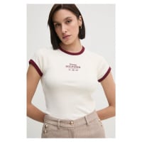 Bavlněné tričko Tommy Hilfiger béžová barva, WW0WW43898