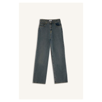 DEFACTO 90's Wide Leg High Waist Wide Leg Pocket Long Jean Washed Trousers