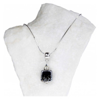 Lampglas Unikátní dámský náhrdelník Dark Lady s perlou Lampglas NSA11
