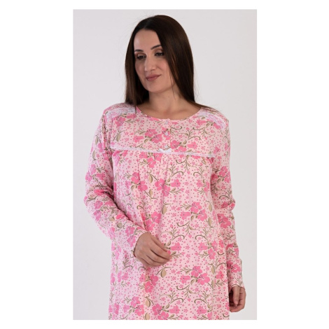 Dámská noční košile s dlouhým rukávem Estela - lososová Vienetta Secret