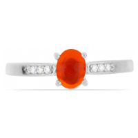 Prsten stříbrný s oranžovým opálem a zirkony Ag 925 012812 OROP - 57 mm , 1,9 g