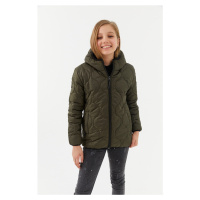 River Club Girl's Onion Pattern Water and Windproof Fiber Khaki Hooded Coat