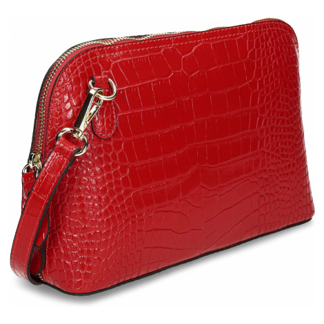 Červená kožená malá kabelka s krokodýlím vzorem