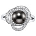 Stříbrný prsten LAGUNA s pravou přírodní černou perlou