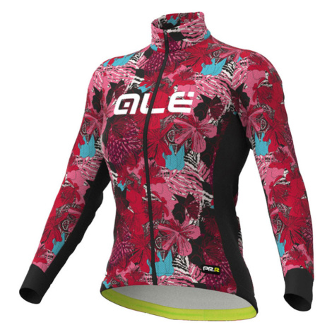 ALÉ Cyklistický dres s dlouhým rukávem zimní - AMAZZONIA LADY WNT - růžová/černá