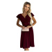 MATILDE - Dámské šaty ve vínové bordó barvě s výstřihem a krátkými rukávy 425-4