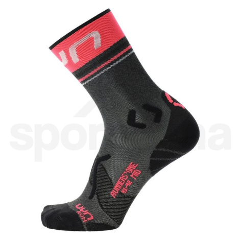 Dámské běžecké ponožky UYN Runner's One Mid Socks W S100270G154 - grey melange/pink /40