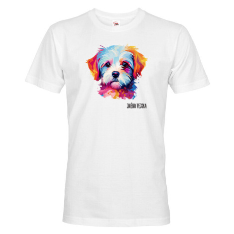 Pánské tričko s potiskem plemene Maltézsky psík s volitelným jménem BezvaTriko