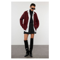 Trendyol Claret Red Basic Soft Textured Knitwear Cardigan