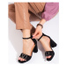 Vinceza Výborné sandály černé dámské na širokém podpatku ruznobarevne