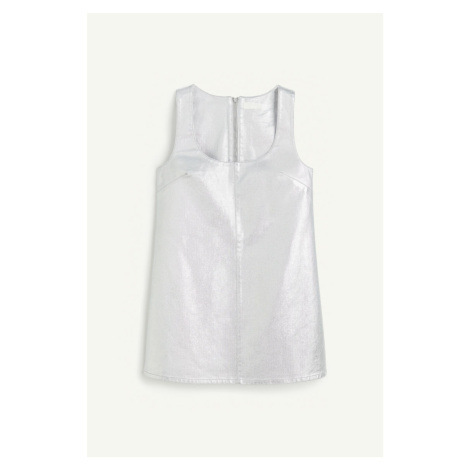 H & M - Metalicky třpytivé džínové šaty - stříbrná H&M