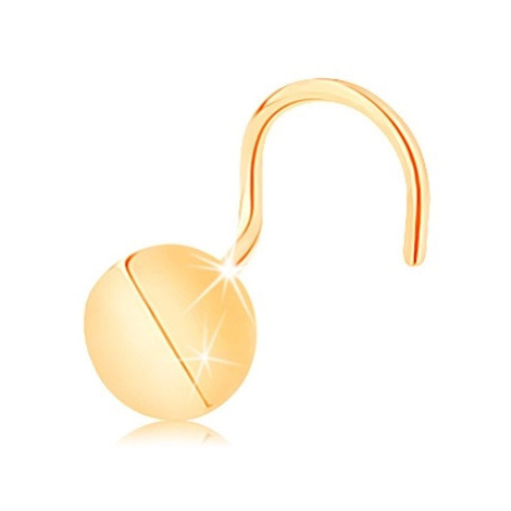 Zlatý piercing do nosu 585, zahnutý - lesklý kruh, zalomený uprostřed Šperky eshop