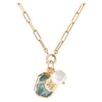 Decadorn Pozlacený náhrdelník s achátem a perlou Chunky