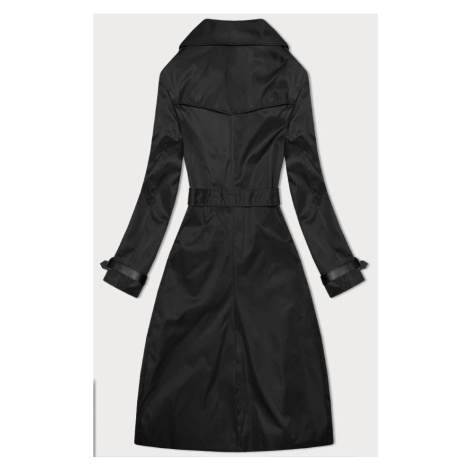 Dlouhý černý dámský kabát trenčkot s opaskem (1803#-1) HONEY WINTER