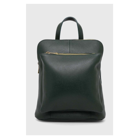 Kožený batoh Answear Lab dámský, zelená barva, malý, hladký