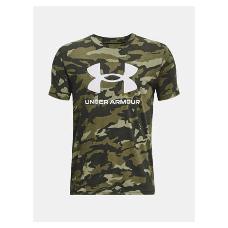 Khaki vzorované tričko Under Armour UA SPORSTYLE LOGO AOP SS