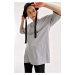 Bigdart 4123 Oversized T-Shirt with a slit - Gray