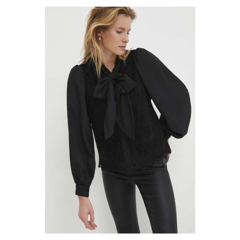 Košile Answear Lab dámská, černá barva, regular, s vázaným výstřihem