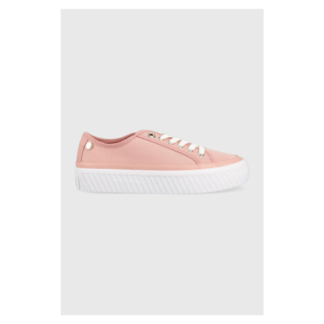 Sneakers boty Tommy Hilfiger PLATFORM VULCANIZED SNEAKER růžová barva