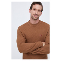 Bavlněný svetr Tommy Hilfiger hnědá barva, lehký