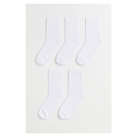H & M - Balení: 5 párů ponožek - bílá