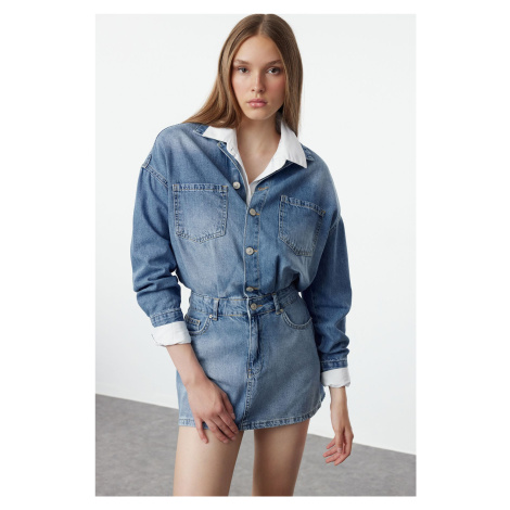 Trendyol Blue Mini Denim Dress