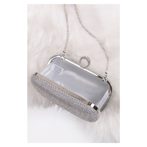 Stříbrná společenská clutch kabelka Rosa Paris Style