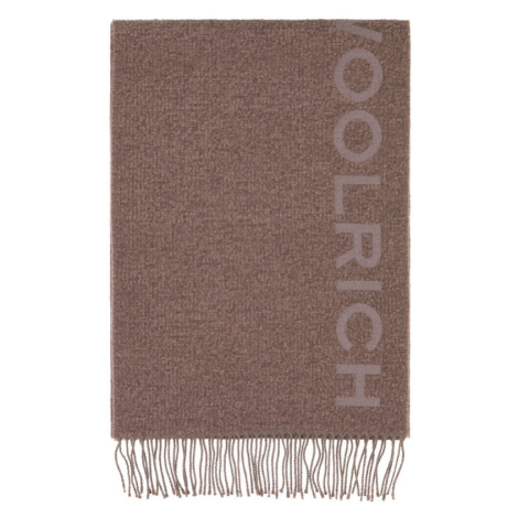 Šála woolrich alpaca wool logo scarf hnědá