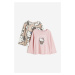 H & M - Žerzejové triko's dlouhým rukávem 2 kusy - růžová