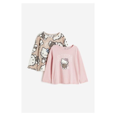 H & M - Žerzejové triko's dlouhým rukávem 2 kusy - růžová H&M