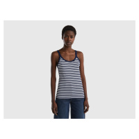 Benetton, Dark Blue Striped Tank Top In 100% Cotton