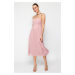 Trendyol Dusty Rose Waist Opening/Skater Lined Corset Detailed Tulle Elegant Evening Dress