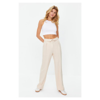 Trendyol Beige Roll Up Detail Wide Leg Woven Trousers