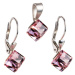 Evolution Group Sada šperků s krystaly náušnice a přívěsek růžová kostička 39068.3 light rose