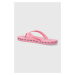 Žabky Chiara Ferragni Flip-Flop Logomania dámské, růžová barva, na plochém podpatku, CF2813_012