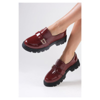 Mio Gusto Katy Burgundy Color Thick Soled Women's Loafer Shoes