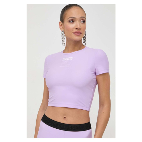 Tričko Versace Jeans Couture fialová barva, 76HAH602 J0128