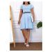 armonika Women's Baby Blue Elastic Waist Detailed Short Sleeve Flare Dress