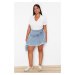 Trendyol Curve Light Blue Flywheel Detailed Mini Denim Shorts Skirt