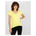 Světle žluté dámské tričko s výstřihem -light yellow Žlutá