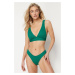 Trendyol Green Textured Regular Bikini Bottom