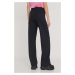 Kalhoty Abercrombie & Fitch dámské, černá barva, široké, high waist