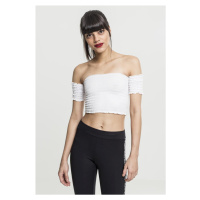 Dámské tričko // Urban classics Ladies Cropped Cold Shoulder Smoke Top white