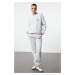 Trendyol Snow Melange Slogan Printed Regular/Normal Pattern Thick Polar Fleece Knitted Tracksuit